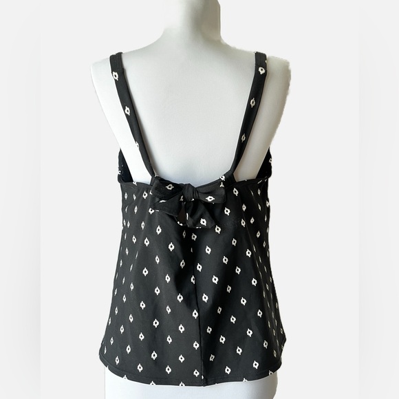 Lands End Tankini Black White Size 14 D Small Diamond Pattern Adjustable Strap - Picture 4 of 15